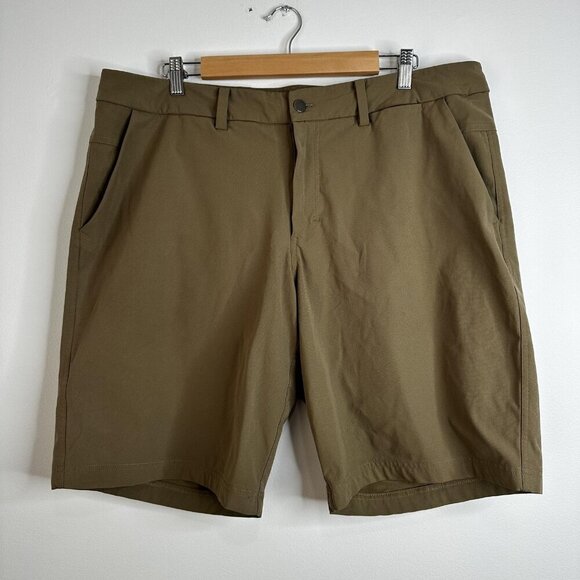 Lululemon Commission Shorts Mens 38 Brown Utilitech Golf Chino Performance - Picture 1 of 9